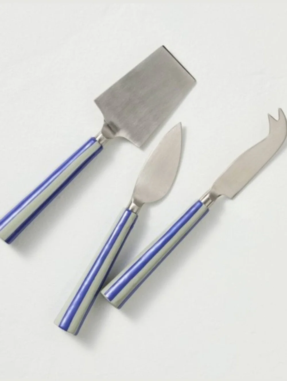 Hearth & Hand NWT 3-Piece Cheese Knife Set Stainless Steel Striped Handle